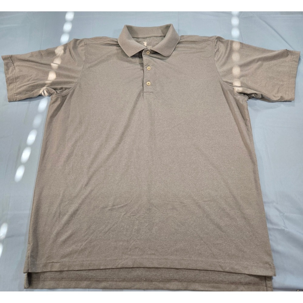 F&G Tech Mens Golf Polo Shirt Gray Short Sleeve Performance Stretch Large